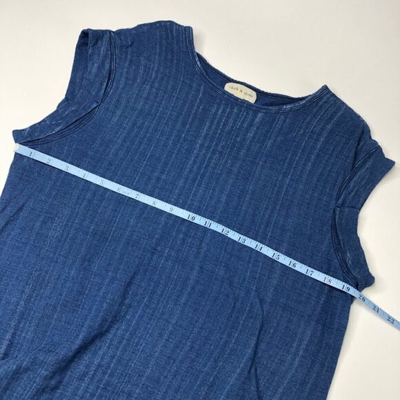 ANTHROPOLOGIE Cloth & Stone Blue Stonewashed Tulip Asymmetrical Open Back Shirt - Picture 11 of 12